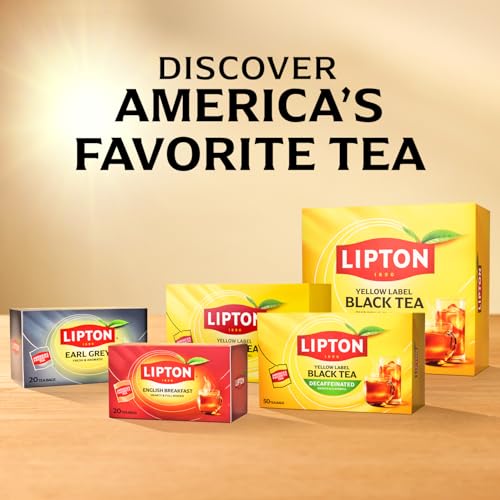 Lipton Black Tea Bags, Hot or Iced High Caffeine Tea