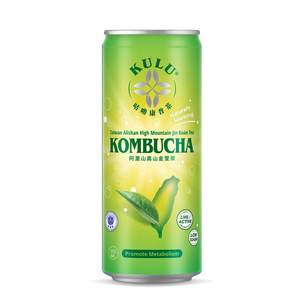 KULU Alishan High Mountain Jin Xuan Kombucha, 250 ml Can, Pack of 24