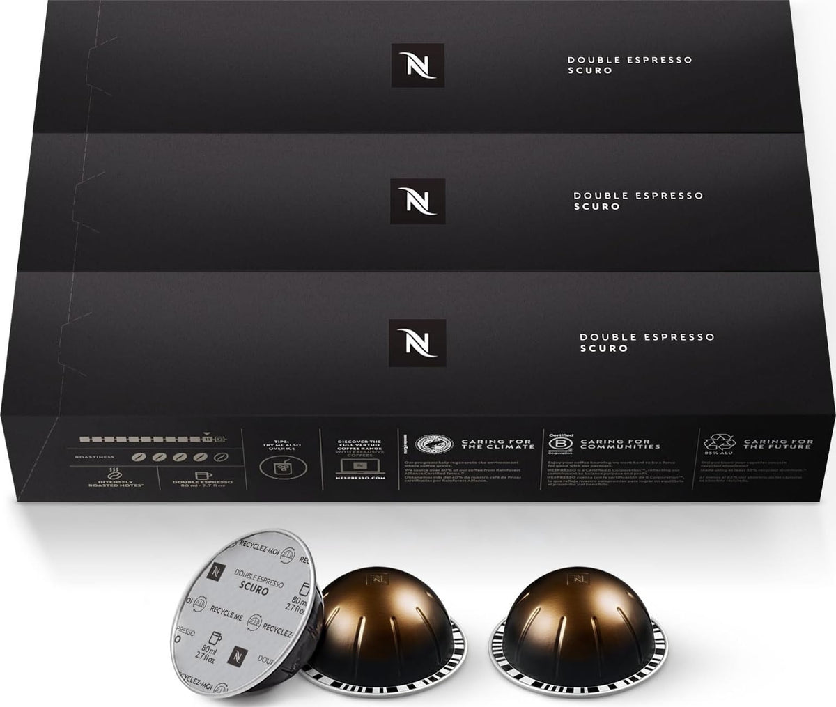 Nespresso Vertuo Double Espresso Scuro Dark Roast, 30 Pods