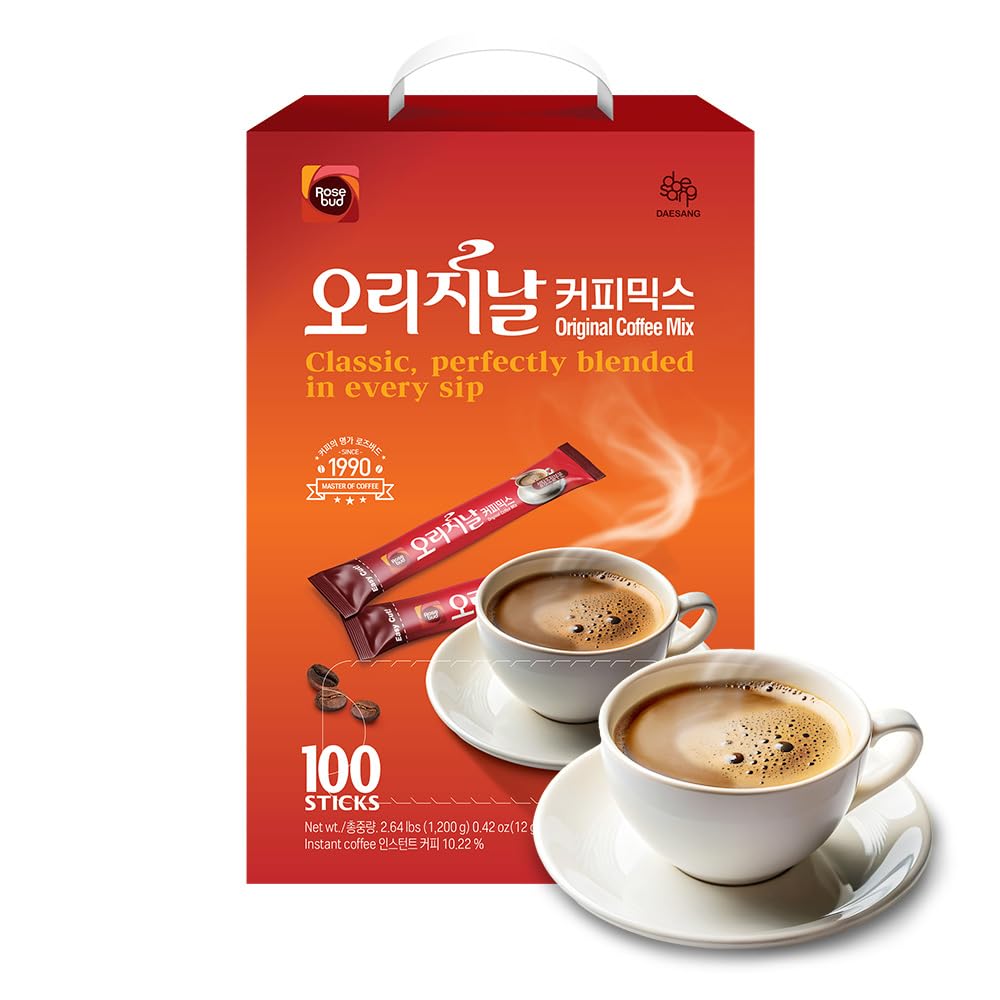 Rosebud 3-in-1 Korean Instant Coffee Mix, 100 Sticks