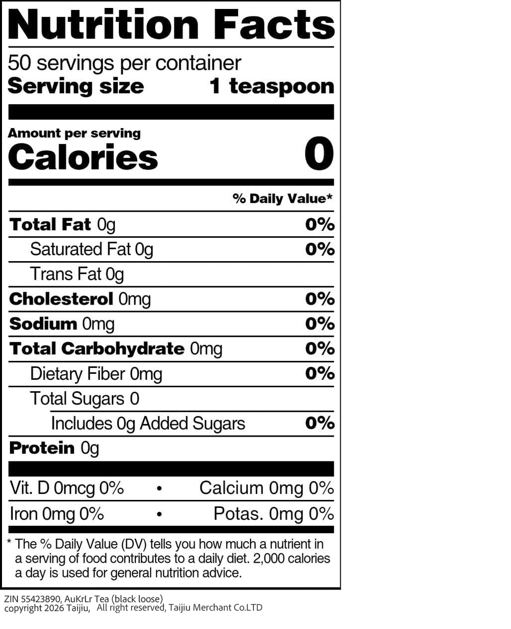 AuKrLr Black Loose Leaf Tea, 8 oz
