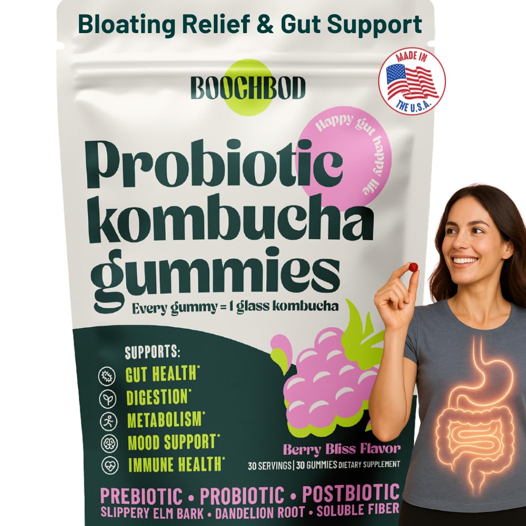 BoochBod Probiotic Kombucha Gummies with Prebiotics & Fiber
