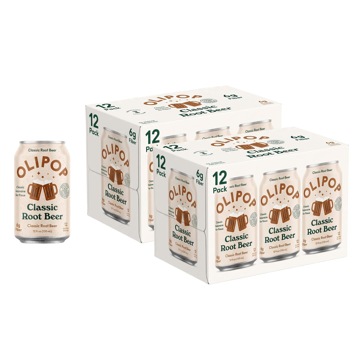 OLIPOP Prebiotic Soda with 6g Fiber, 12 oz, 12 Pack