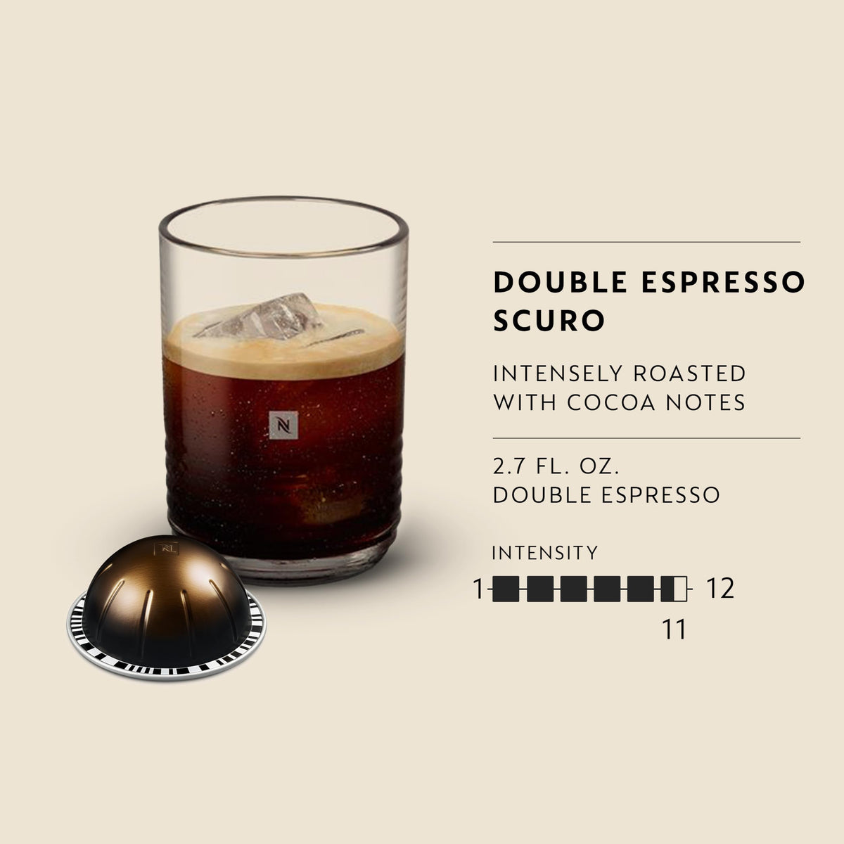 Nespresso Vertuo, Double Espresso Scuro, Dark Roast, 30-Count Espresso Pods