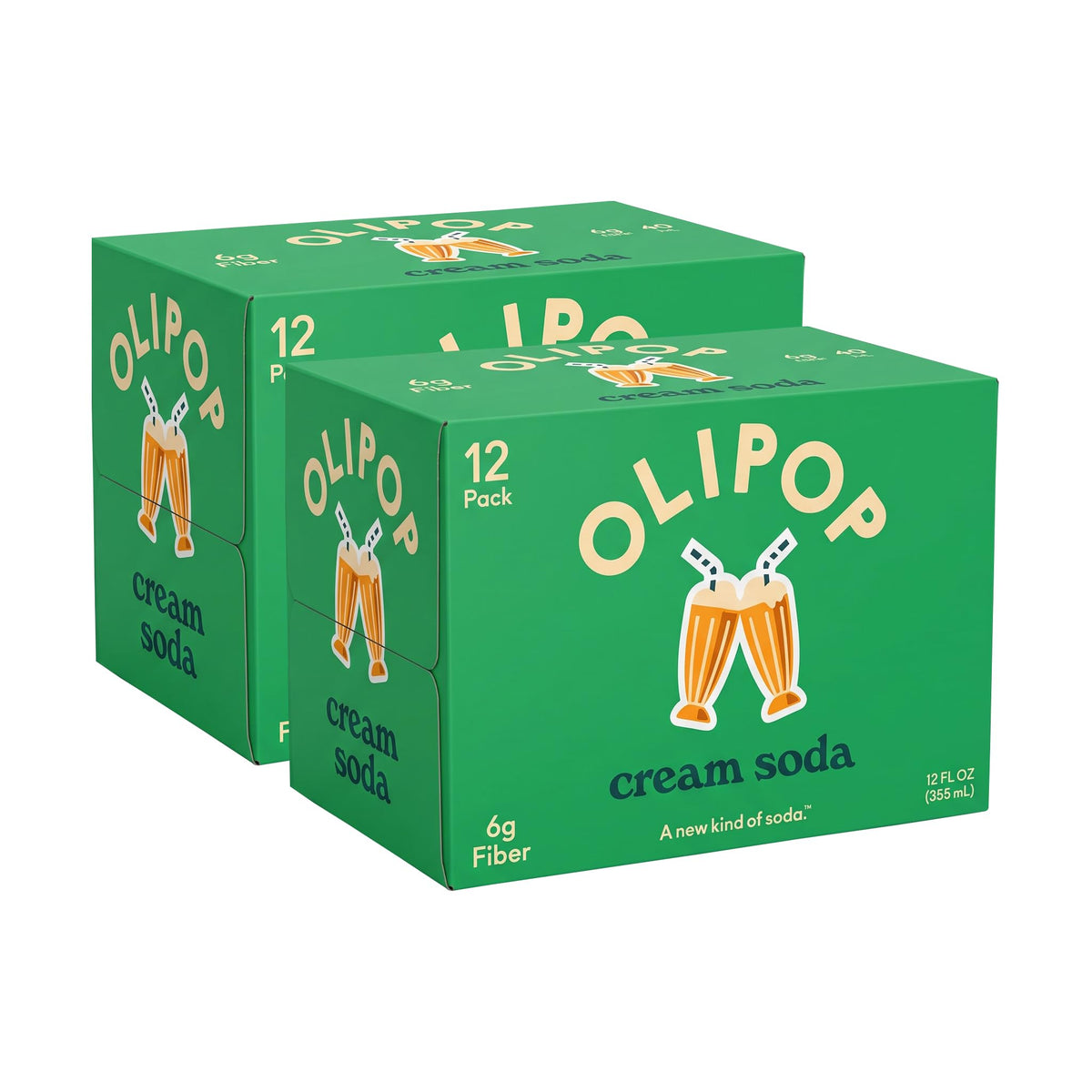 OLIPOP Prebiotic Soda with 6g Fiber, 12 oz, 12 Pack