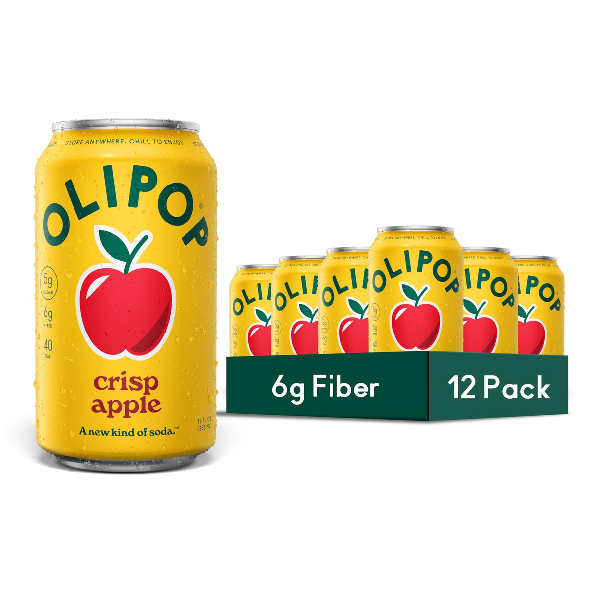 OLIPOP Prebiotic Soda with 6g Fiber, 12 oz, 12 Pack
