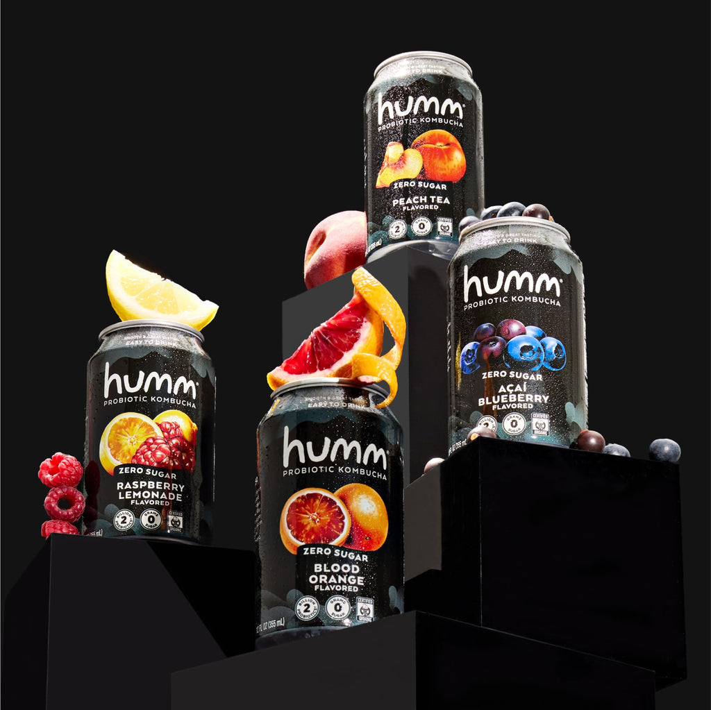 Humm Probiotic Kombucha Zero Sugar, No Refrigeration Needed, Keto Friendly, Organic, Vegan, Gluten Free, 12 oz Cans