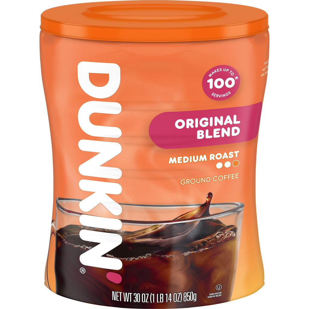 Dunkin' Original Blend Ground Coffee, Medium Roast, 30-Ounce Canister (Pack of 4)