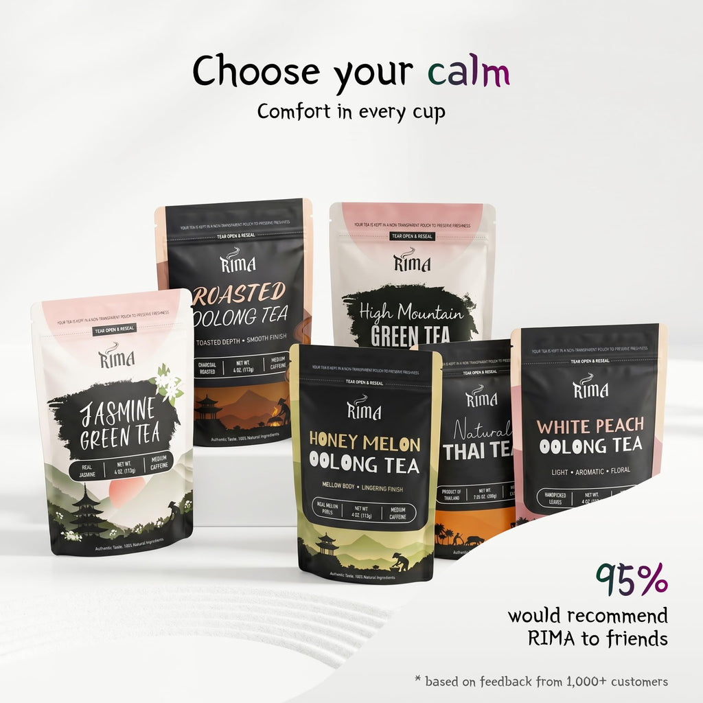 RIMA Organic Loose Leaf Tea, 100% Premium Natural Unsweetened Whole Leaves Tea for Weight Loss, Authentic & Smooth Flavor Aromatic Blend for Hot or Iced Brew