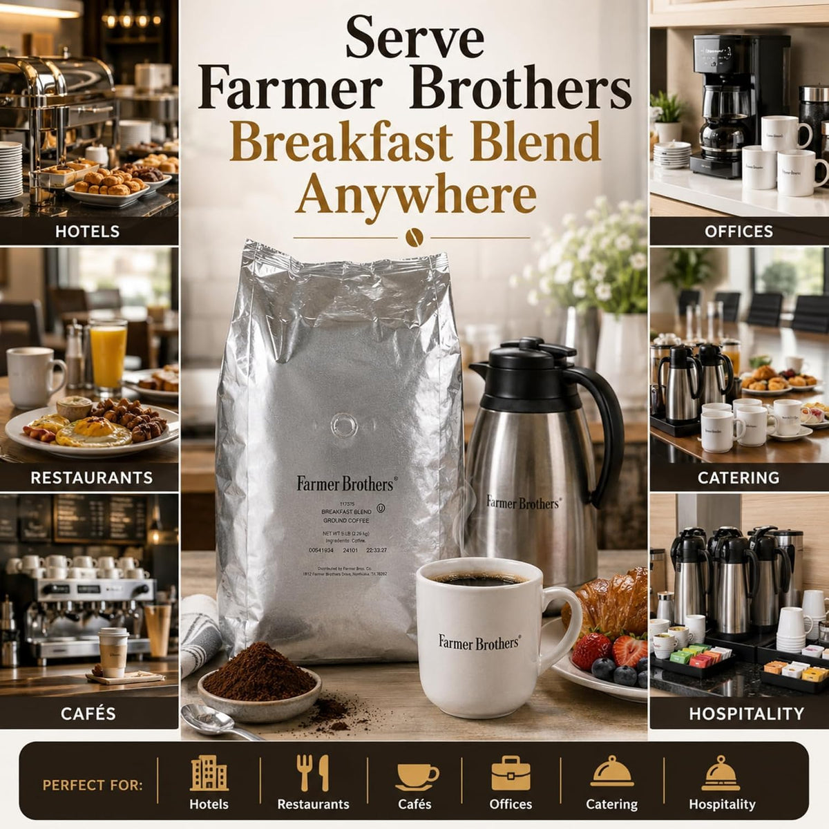 Farmer Brothers Coffee Ground Breakfast Blend 117375, 5 Pound Bag