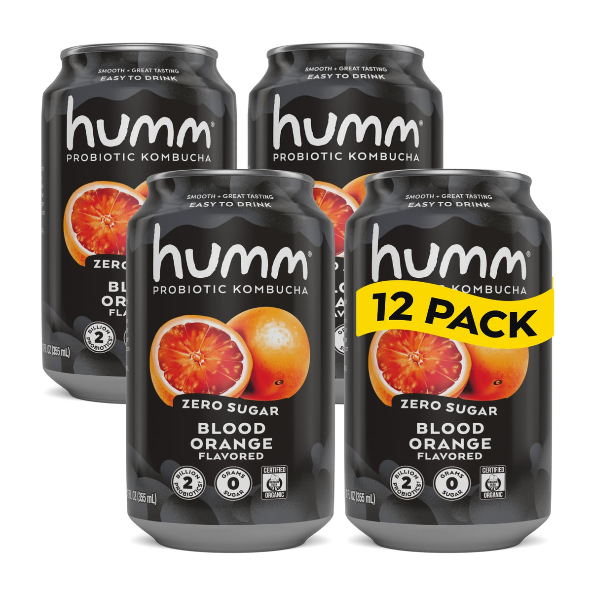 Humm Zero Sugar Probiotic Kombucha 12 oz Cans