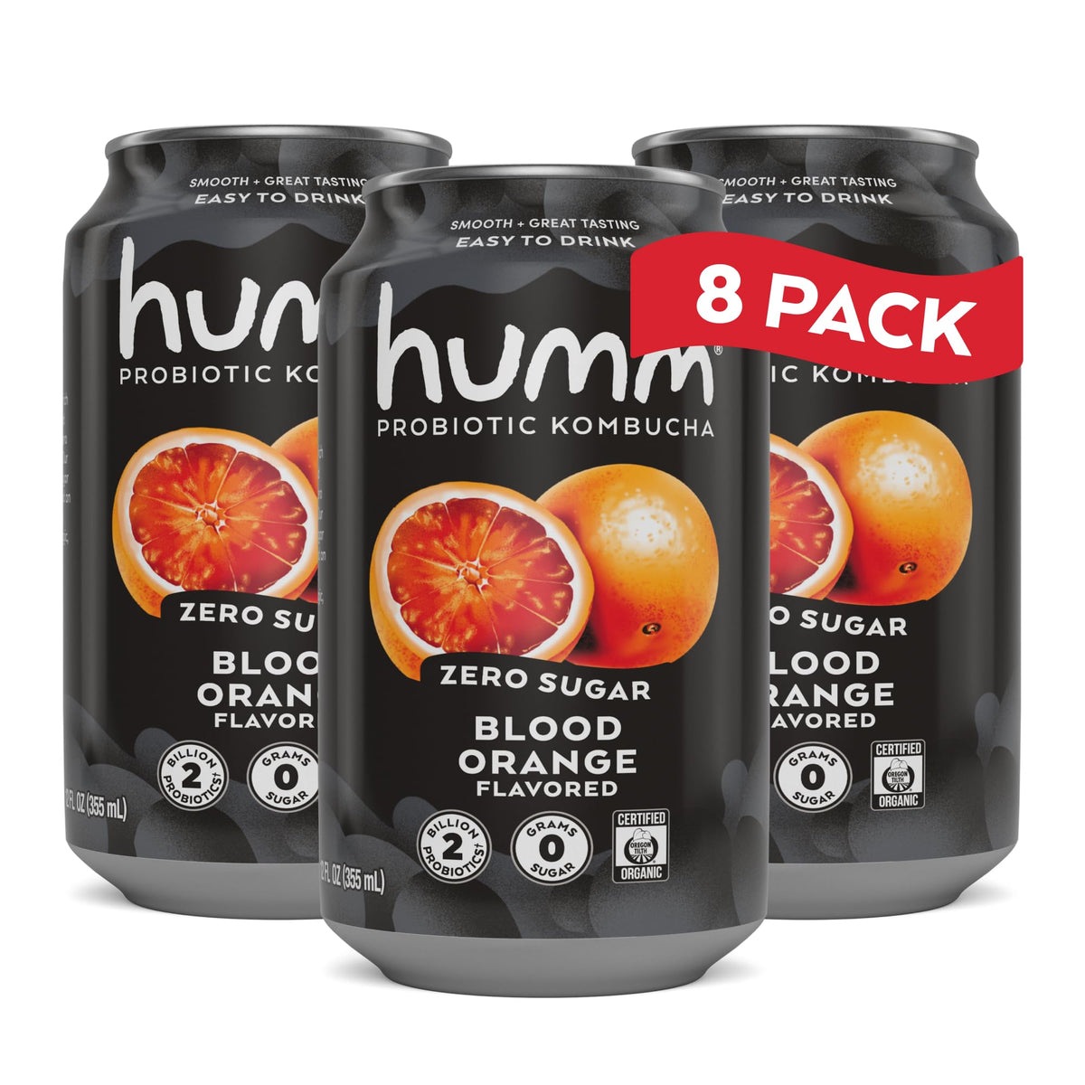 Humm Zero Sugar Probiotic Kombucha 12 oz Cans