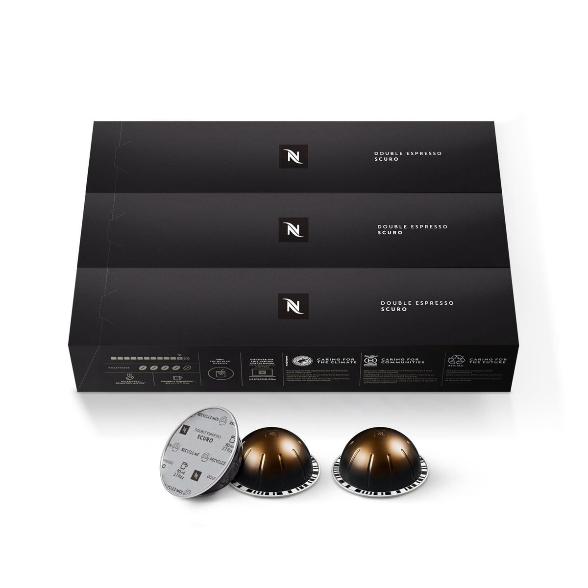 Nespresso Vertuo, Double Espresso Scuro, Dark Roast, 30-Count Espresso Pods