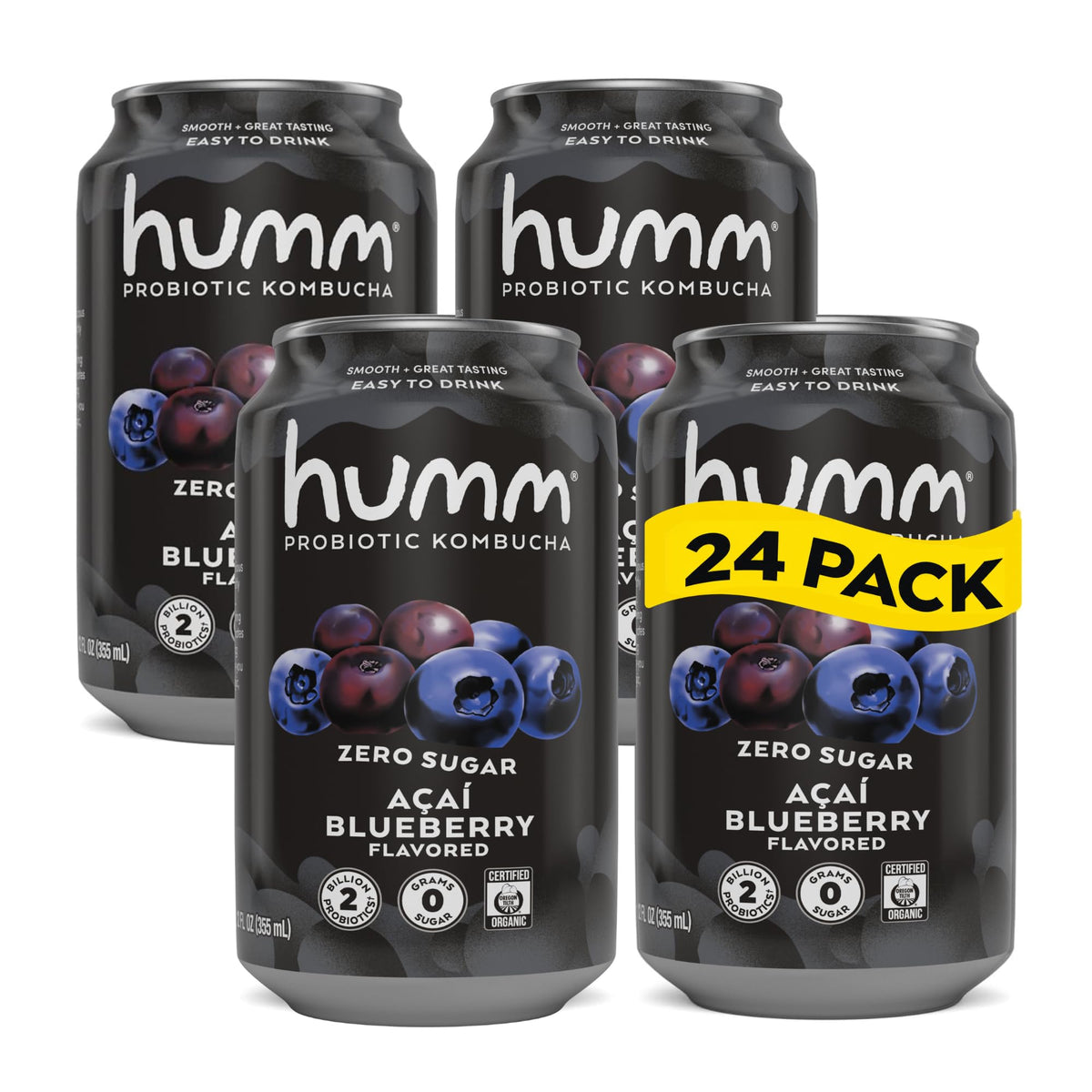 Humm Zero Sugar Probiotic Kombucha 12 oz Cans