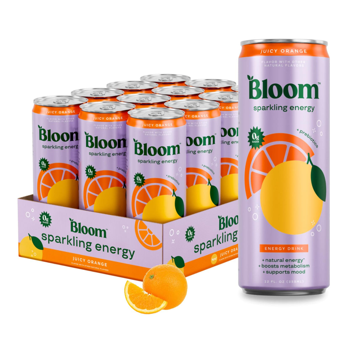 Bloom Nutrition Sparkling Energy Drink, Zero Sugar, 180mg Caffeine