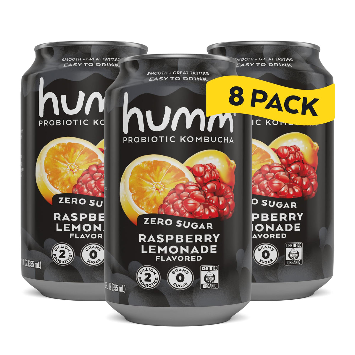 Humm Zero Sugar Probiotic Kombucha 12 oz Cans