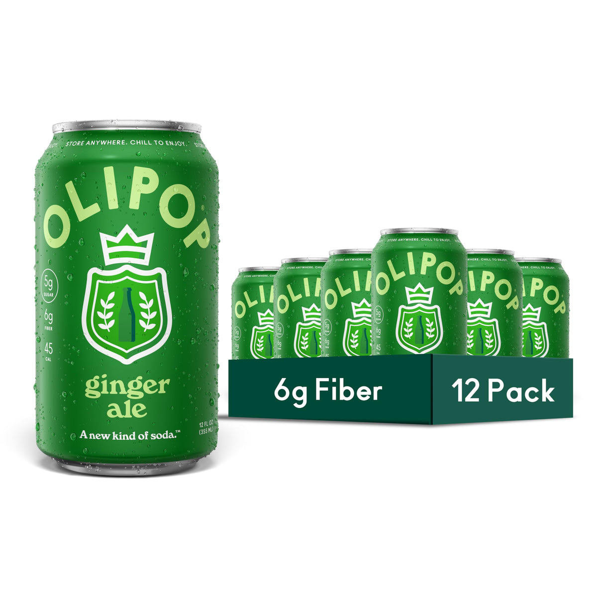 OLIPOP Prebiotic Soda with 6g Fiber, 12 oz, 12 Pack