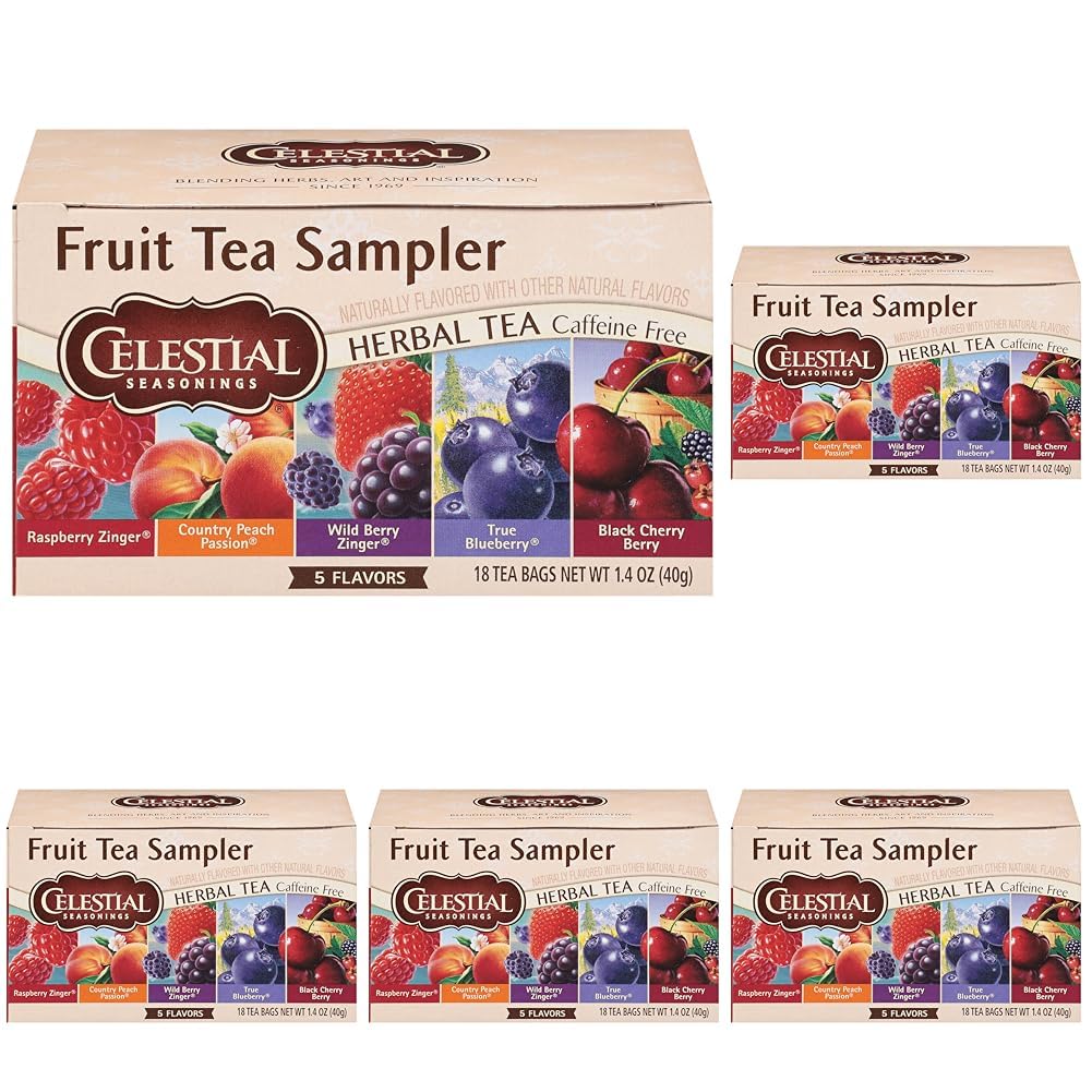 Celestial Seasonings Fruit Herbal Tea Sampler, 18 Tea Bags