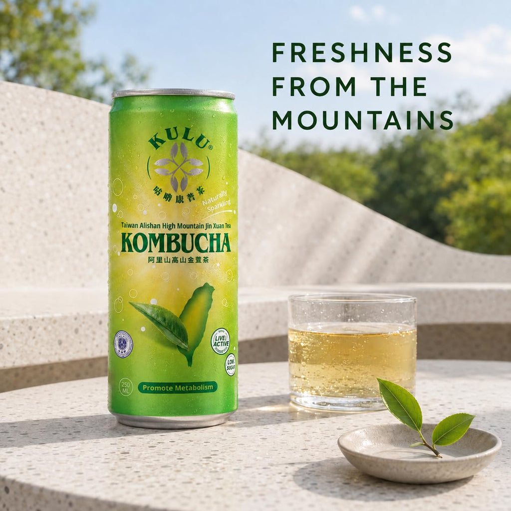 KULU Alishan High Mountain Jin Xuan Kombucha, 250 ml Can, Pack of 24