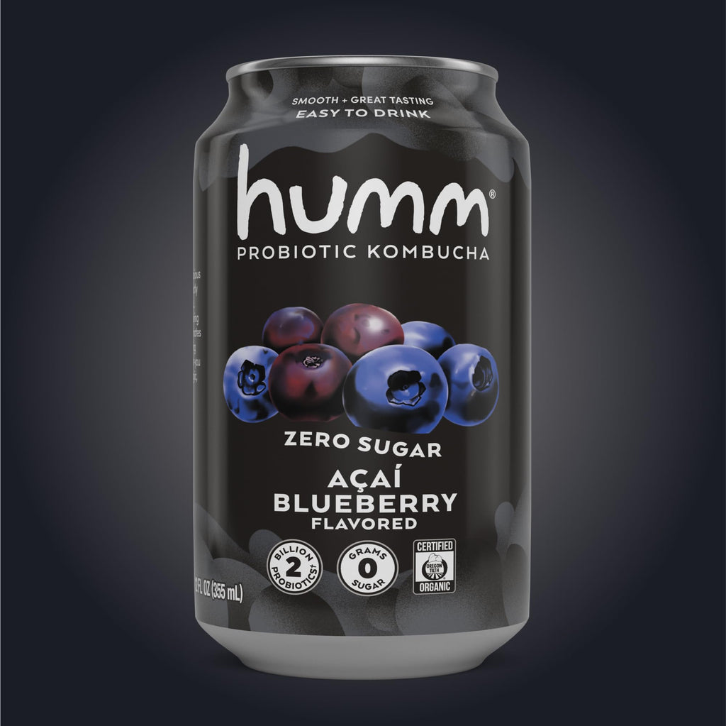Humm Probiotic Kombucha Zero Sugar, No Refrigeration Needed, Keto Friendly, Organic, Vegan, Gluten Free, 12 oz Cans