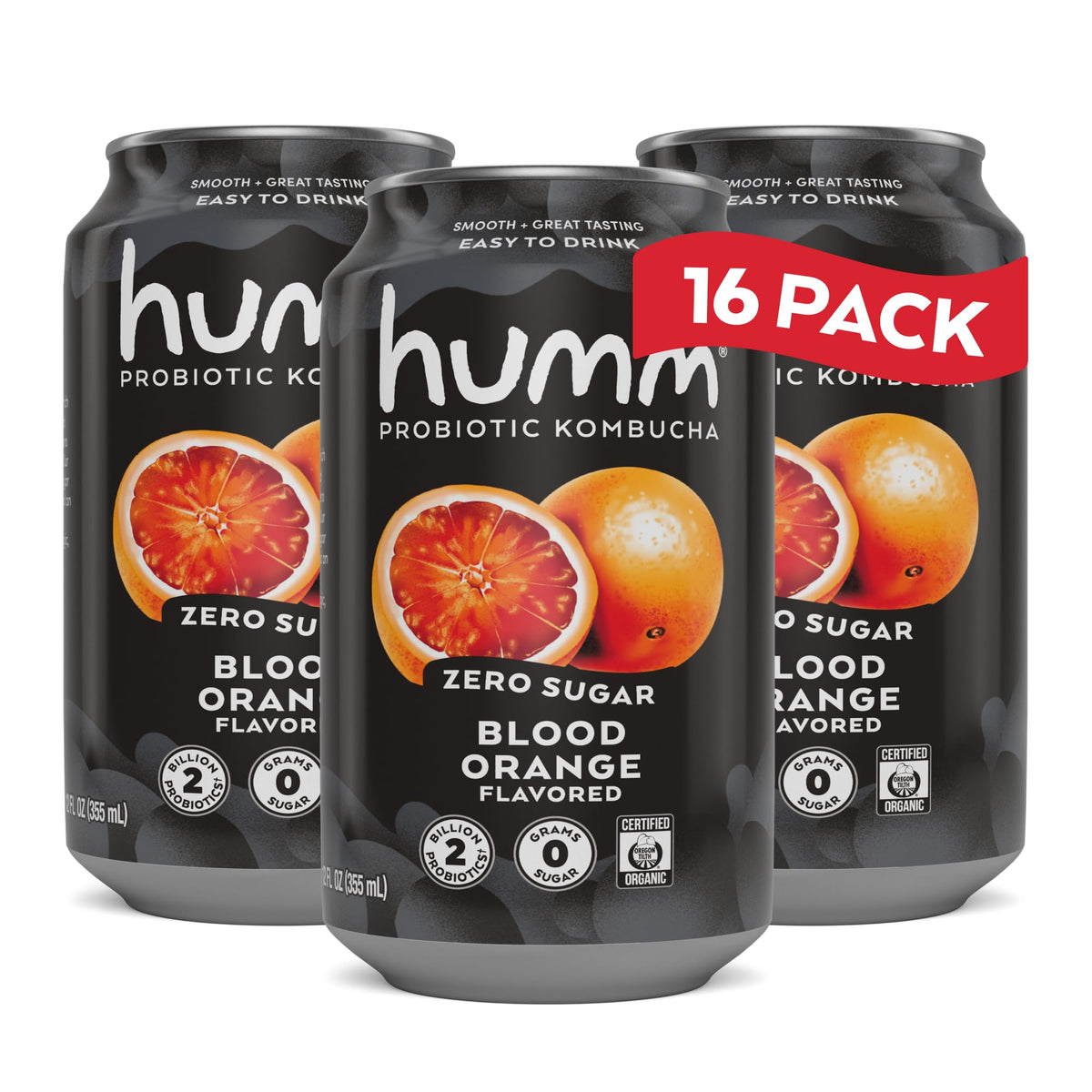 Humm Zero Sugar Probiotic Kombucha 12 oz Cans