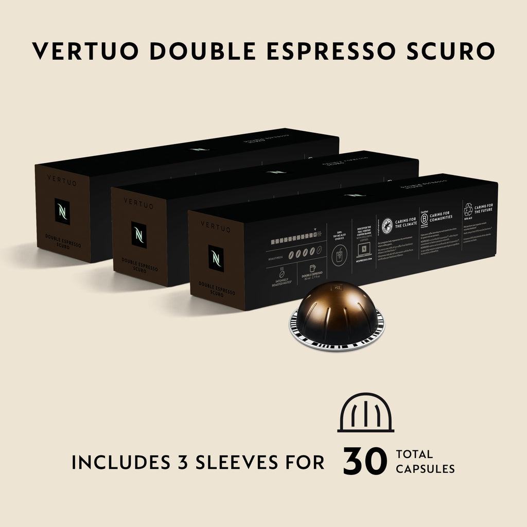 Nespresso Vertuo, Double Espresso Scuro, Dark Roast, 30-Count Espresso Pods
