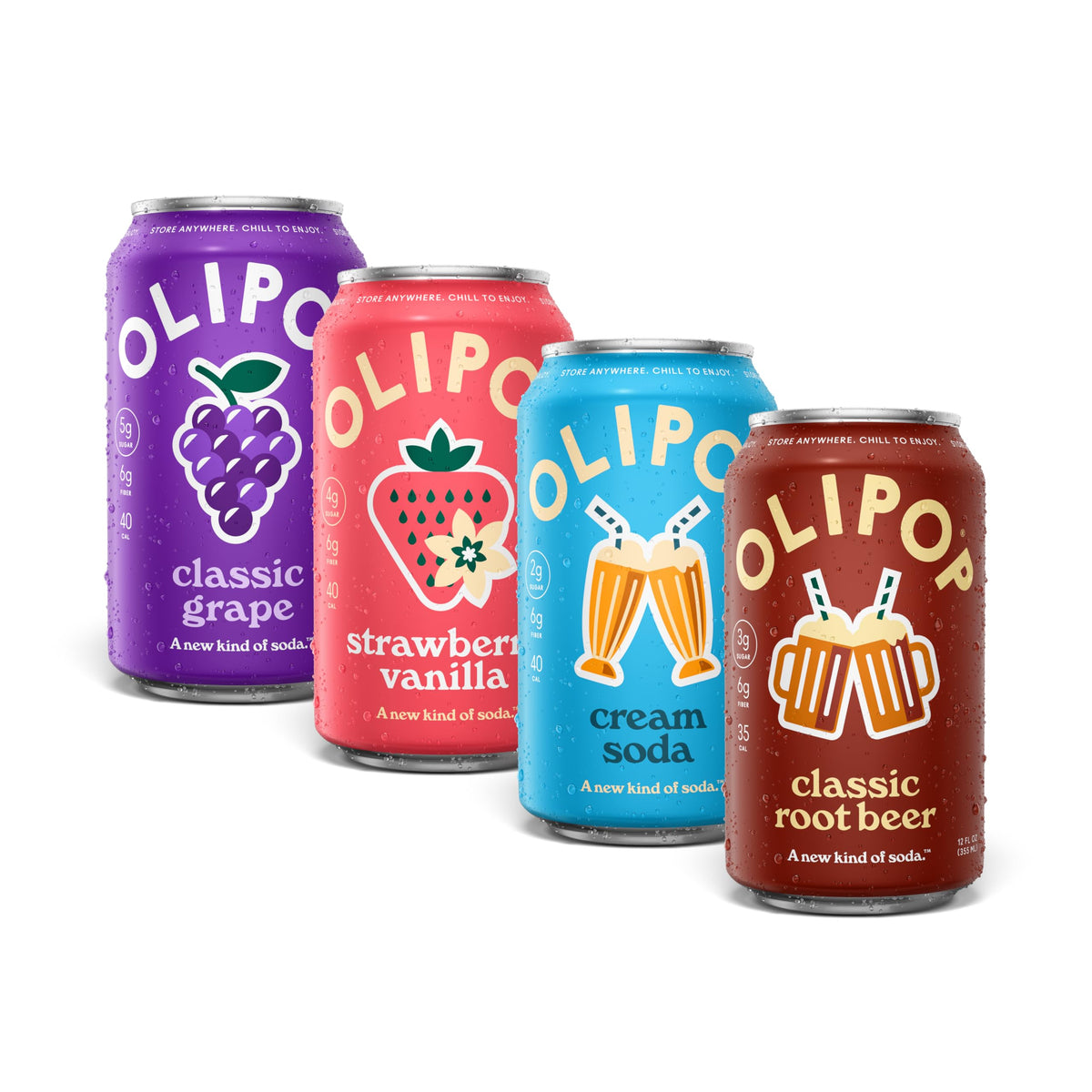 OLIPOP Prebiotic Soda with 6g Fiber, 12 oz, 12 Pack