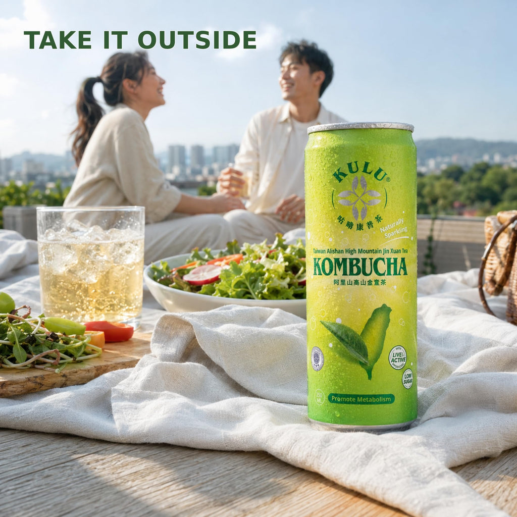 KULU Alishan High Mountain Jin Xuan Kombucha, 250 ml Can, Pack of 24