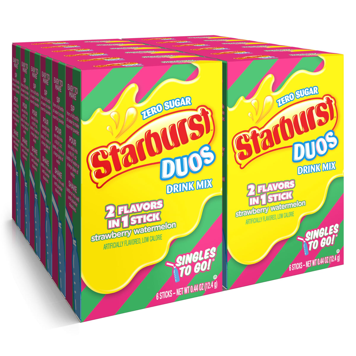 Starburst Singles To Go Powdered Drink Mix, All Pink Strawberry, 12 Boxes with 6 Packets Each - 72 Total Servings, Sugar-Free Drink Powder, Just Add Water