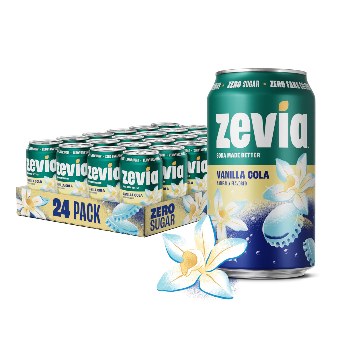 Zevia Zero Calorie Vanilla Cola Soda with Natural Flavors