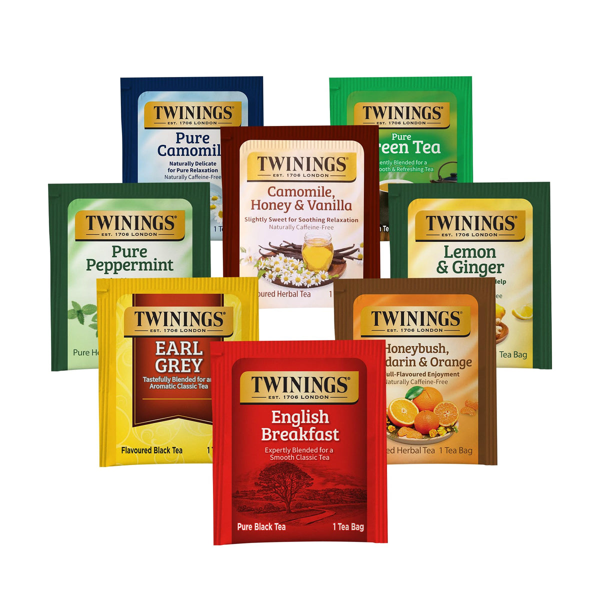 Twinings 48 Tea Bags Herbal Variety Pack – Assorted Flavors, Caffeine-Free, Individually Wrapped, Perfect Tea for Any Occasion