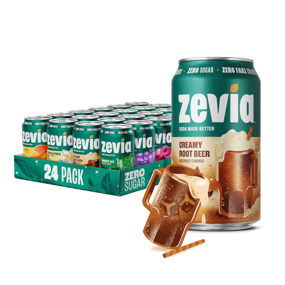 Zevia Zero Calorie Vanilla Cola Soda with Natural Flavors