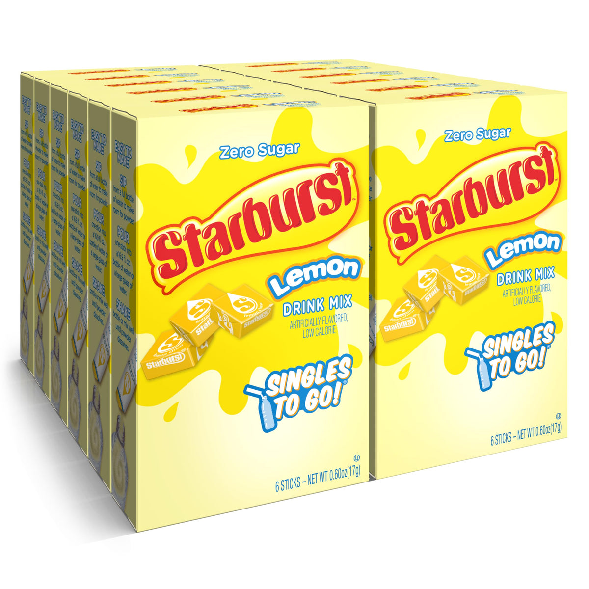 Starburst Singles To Go Powdered Drink Mix, All Pink Strawberry, 12 Boxes with 6 Packets Each - 72 Total Servings, Sugar-Free Drink Powder, Just Add Water