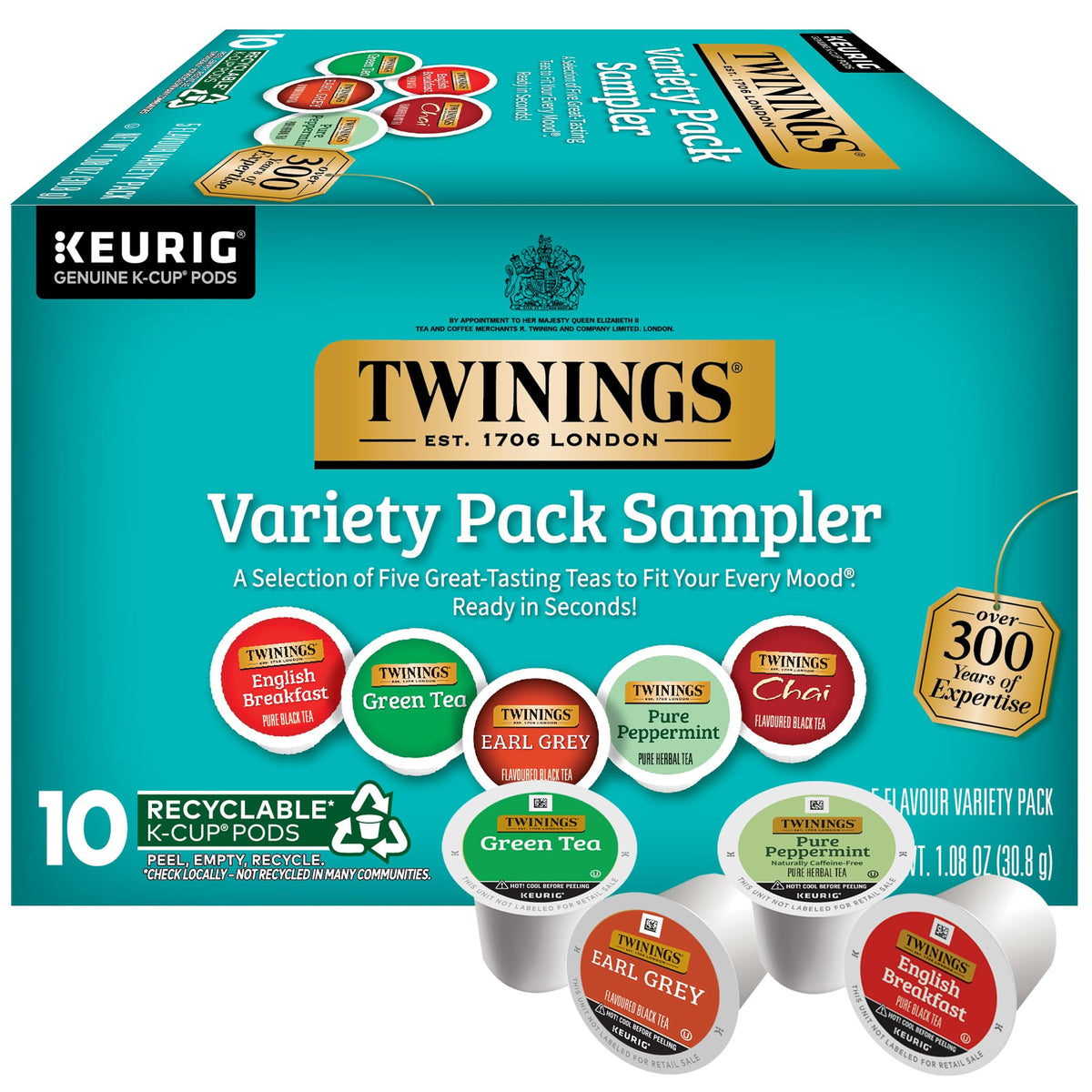 Twinings Chocolate Chai Latte Tea K-Cup Pods for Keurig, 22 Count (Pack of 1), Velvety Smooth Cocoa with Real Spiced Tea, Caffeinated, Enjoy Hot or Iced
