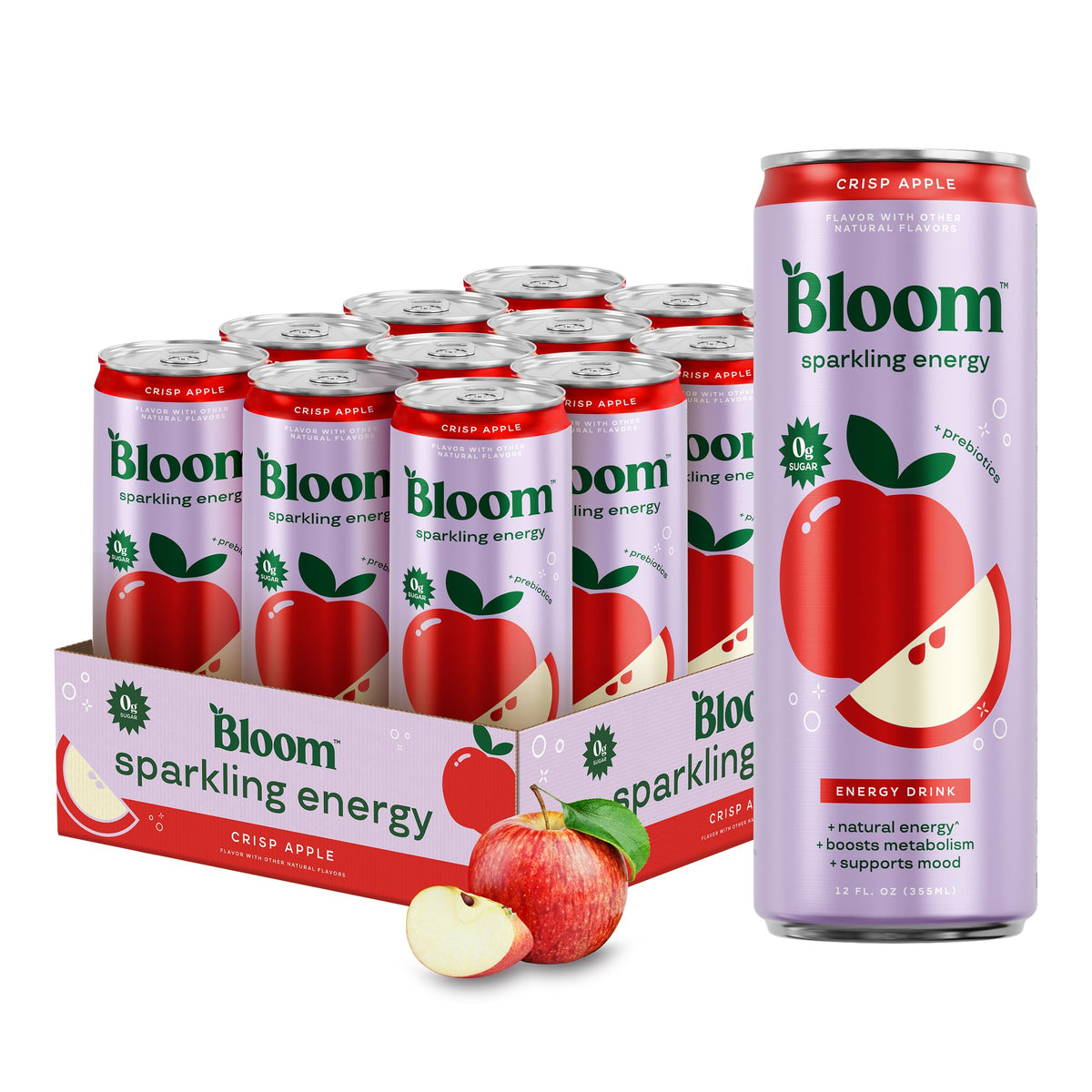 Bloom Nutrition Sparkling Energy Drink, Zero Sugar, 180mg Caffeine