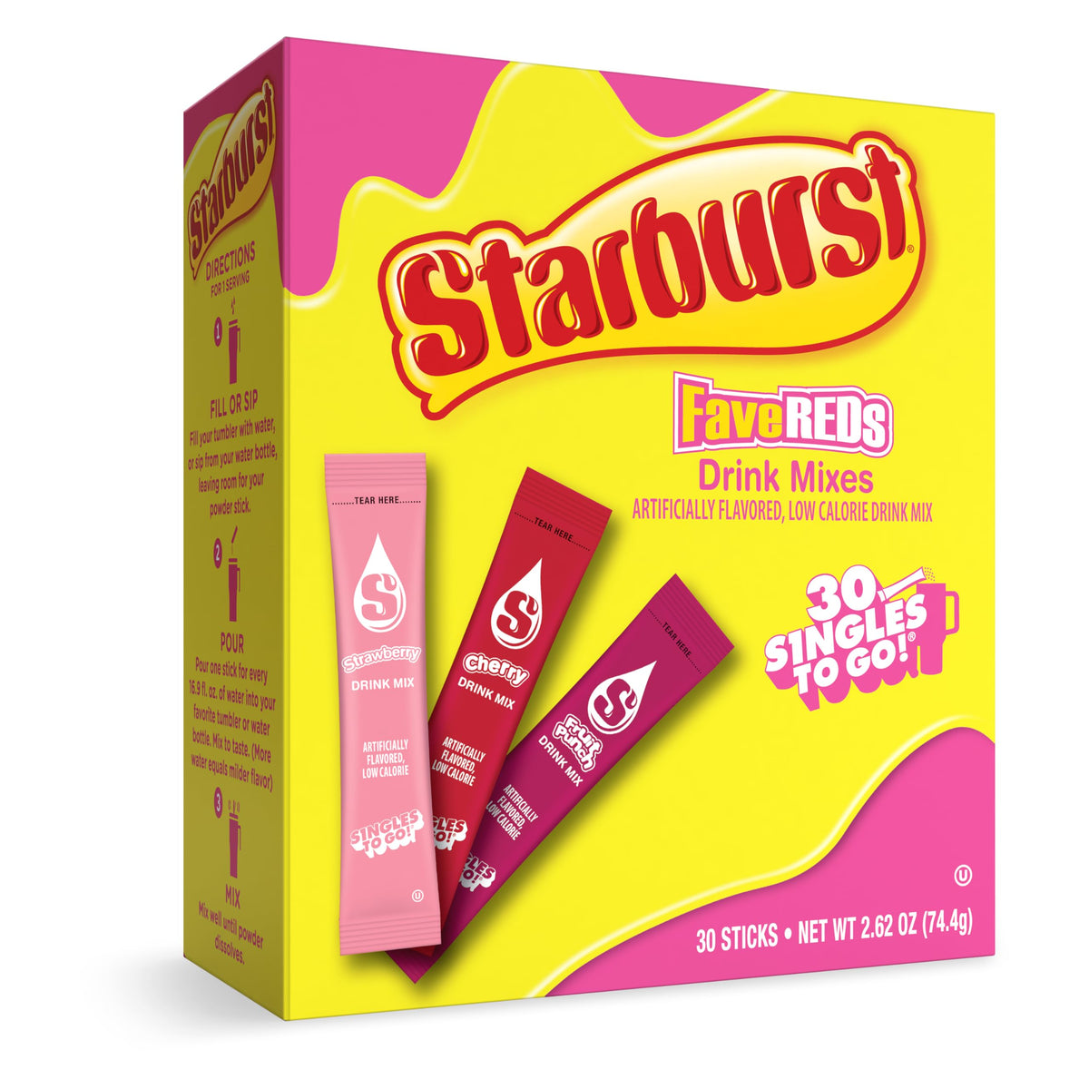 Starburst Singles To Go Powdered Drink Mix, All Pink Strawberry, 12 Boxes with 6 Packets Each - 72 Total Servings, Sugar-Free Drink Powder, Just Add Water