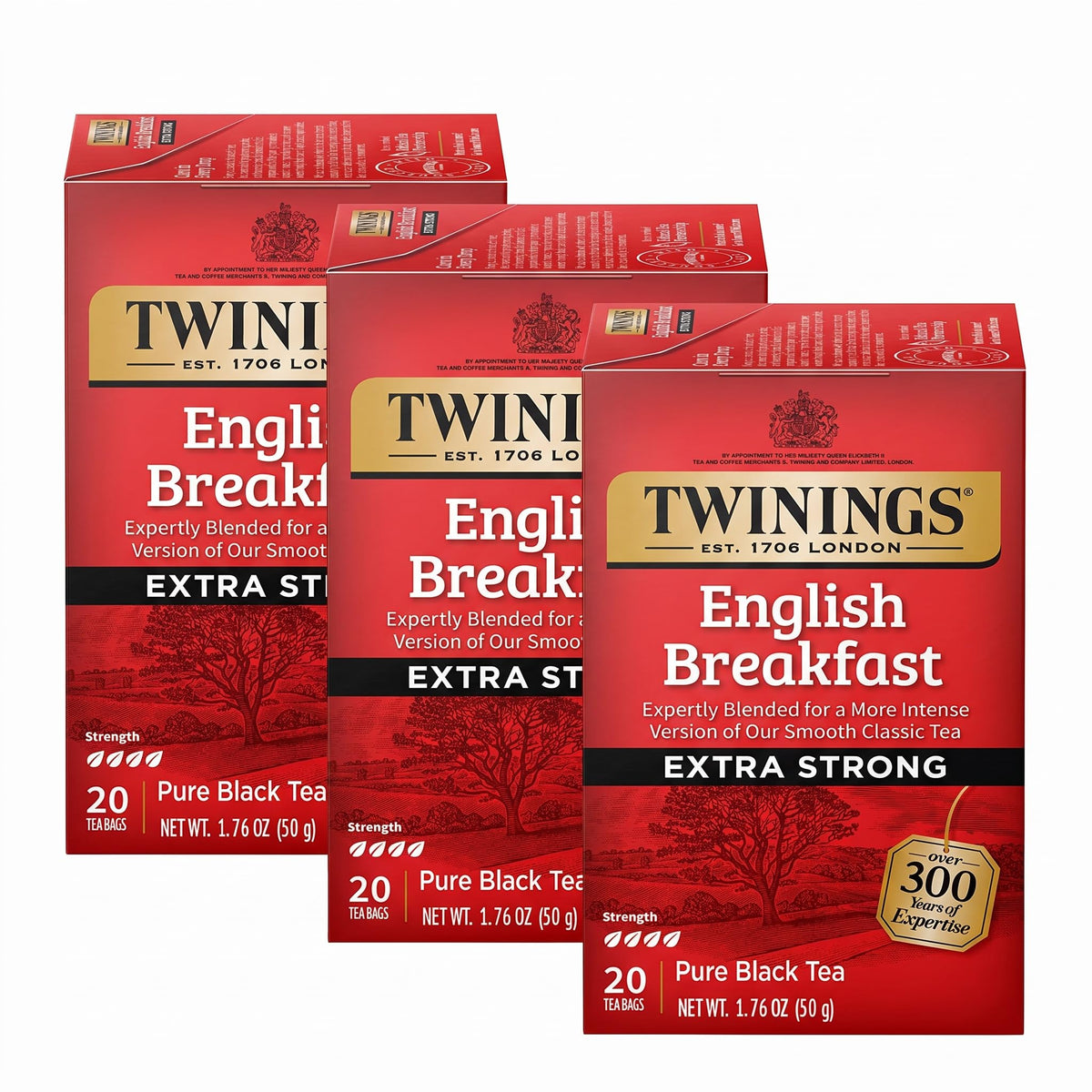 Twinings English Breakfast Black Tea Individually Wrapped Bags, 20 Count (Pack of 1), Flavourful, Robust, Caffeinated, Enjoy Hot or Iced, 20 Teabags
