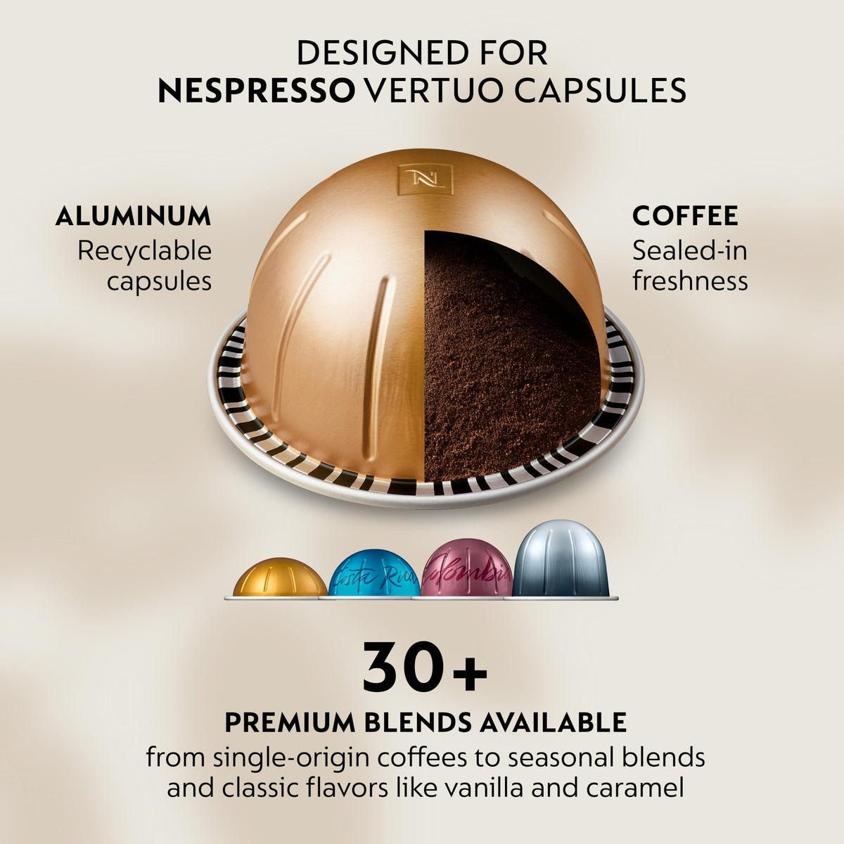 Nespresso Vertuo, Double Espresso Scuro, Dark Roast, 30-Count Espresso Pods