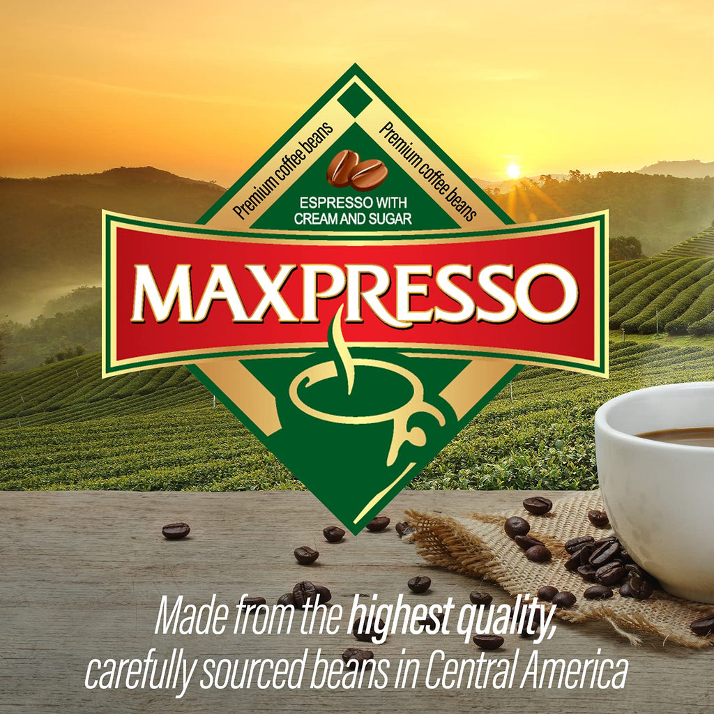 Maxpresso 3 in 1 Korean Instant Coffee Mix - Single Serve Sticks Packets with Creamer and Sugar Premium Hot or Iced Coffee Blend Rich Flavor