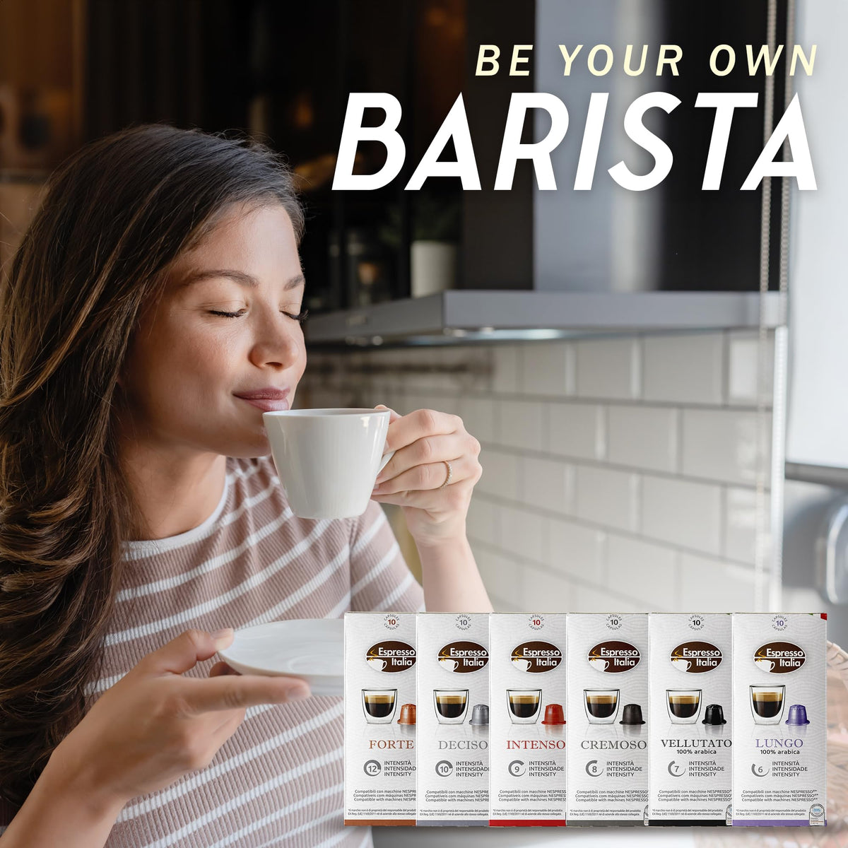 Espresso Italia Italian Coffee Pods compatible with Nespresso Original Line Machines, BPA-Free Capsules Made in Italy