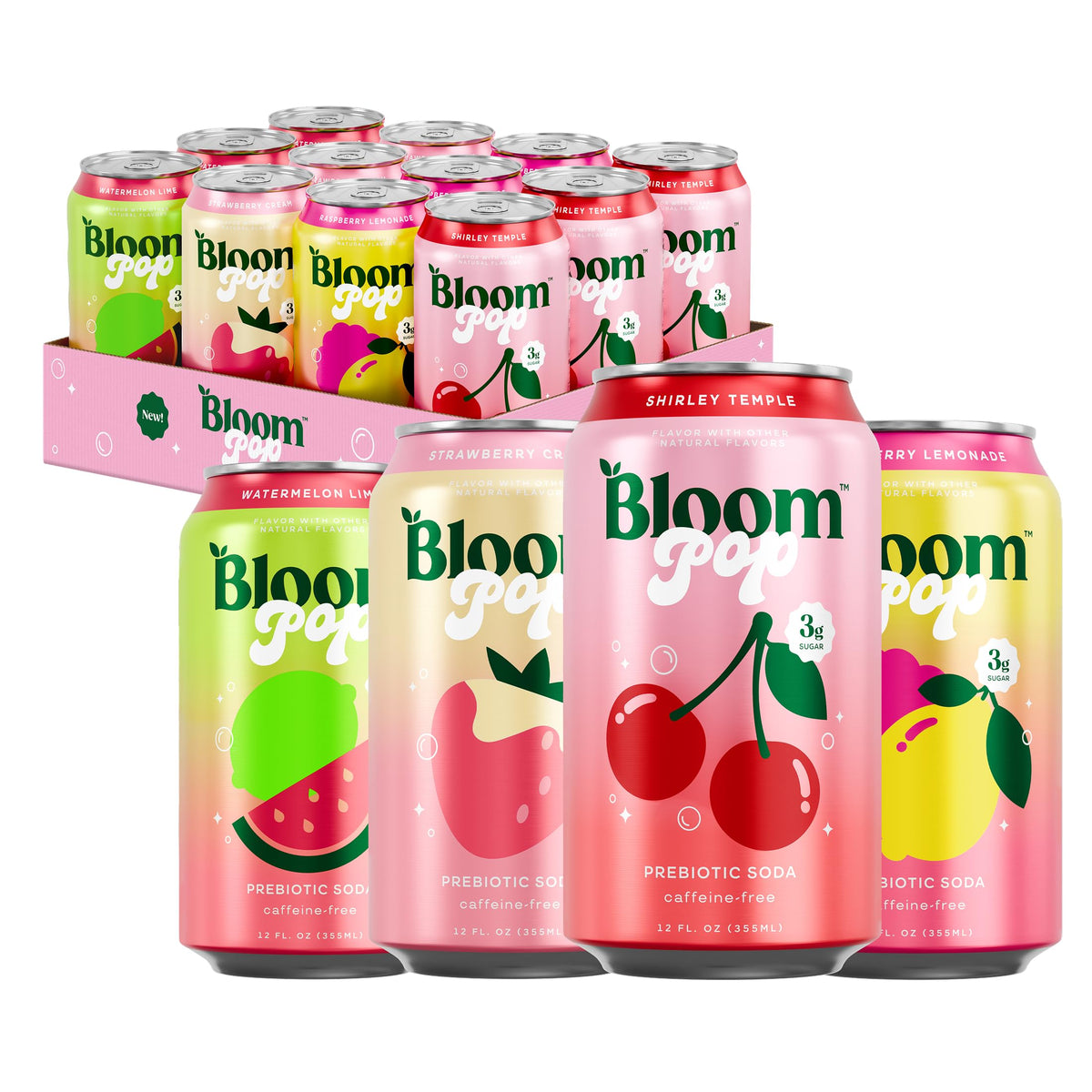 Bloom Pop Sparkling Prebiotic Soda Variety Pack