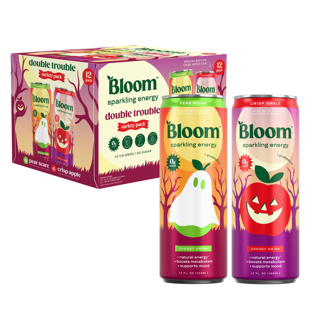 Bloom Nutrition Sparkling Energy Drink - Natural Caffeine, Zero Sugar, 180mg Caffeine - Antioxidant-Rich with Green Coffee Bean, Green Tea Extract, Prebiotics