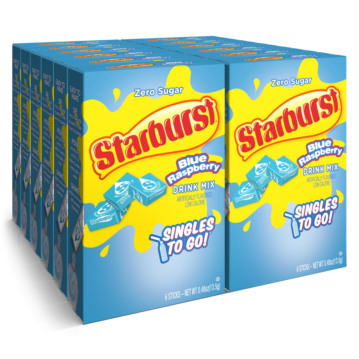 Starburst Singles To Go Powdered Drink Mix, All Pink Strawberry, 12 Boxes with 6 Packets Each - 72 Total Servings, Sugar-Free Drink Powder, Just Add Water