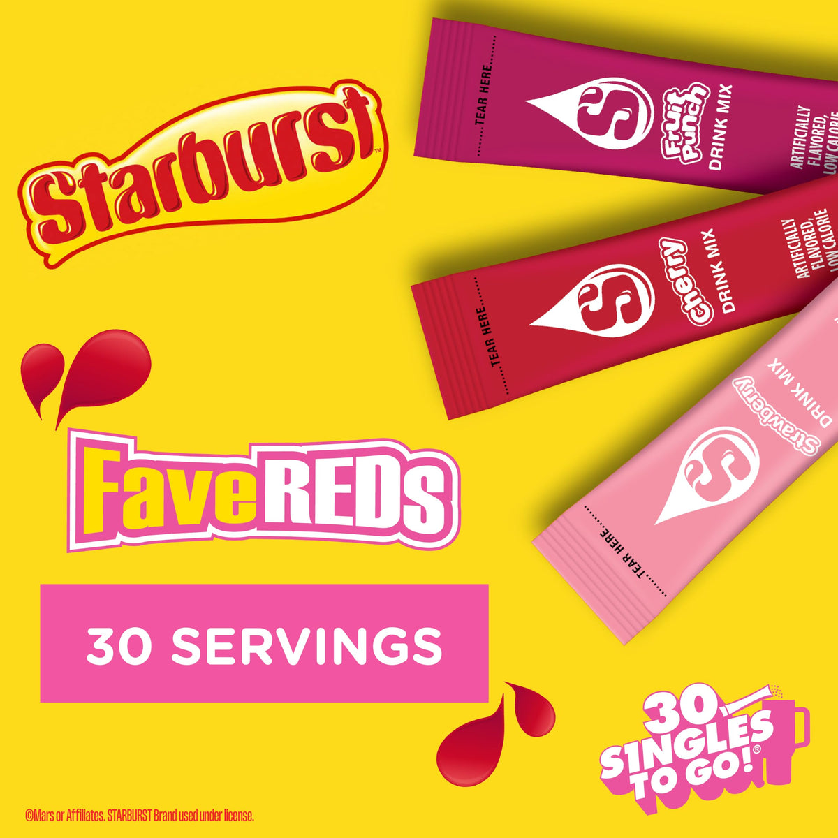Starburst Singles To Go Powdered Drink Mix, All Pink Strawberry, 12 Boxes with 6 Packets Each - 72 Total Servings, Sugar-Free Drink Powder, Just Add Water