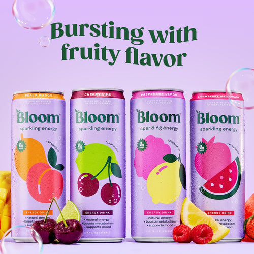 Bloom Nutrition Sparkling Energy Drink, Zero Sugar, 180mg Caffeine